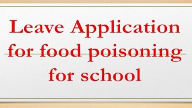 Leave Application for food poisoning for school
