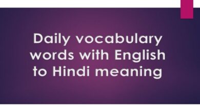 Daily vocabulary words with English to Hindi meaning