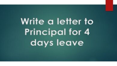 Write a letter to Principal for 4 days leave